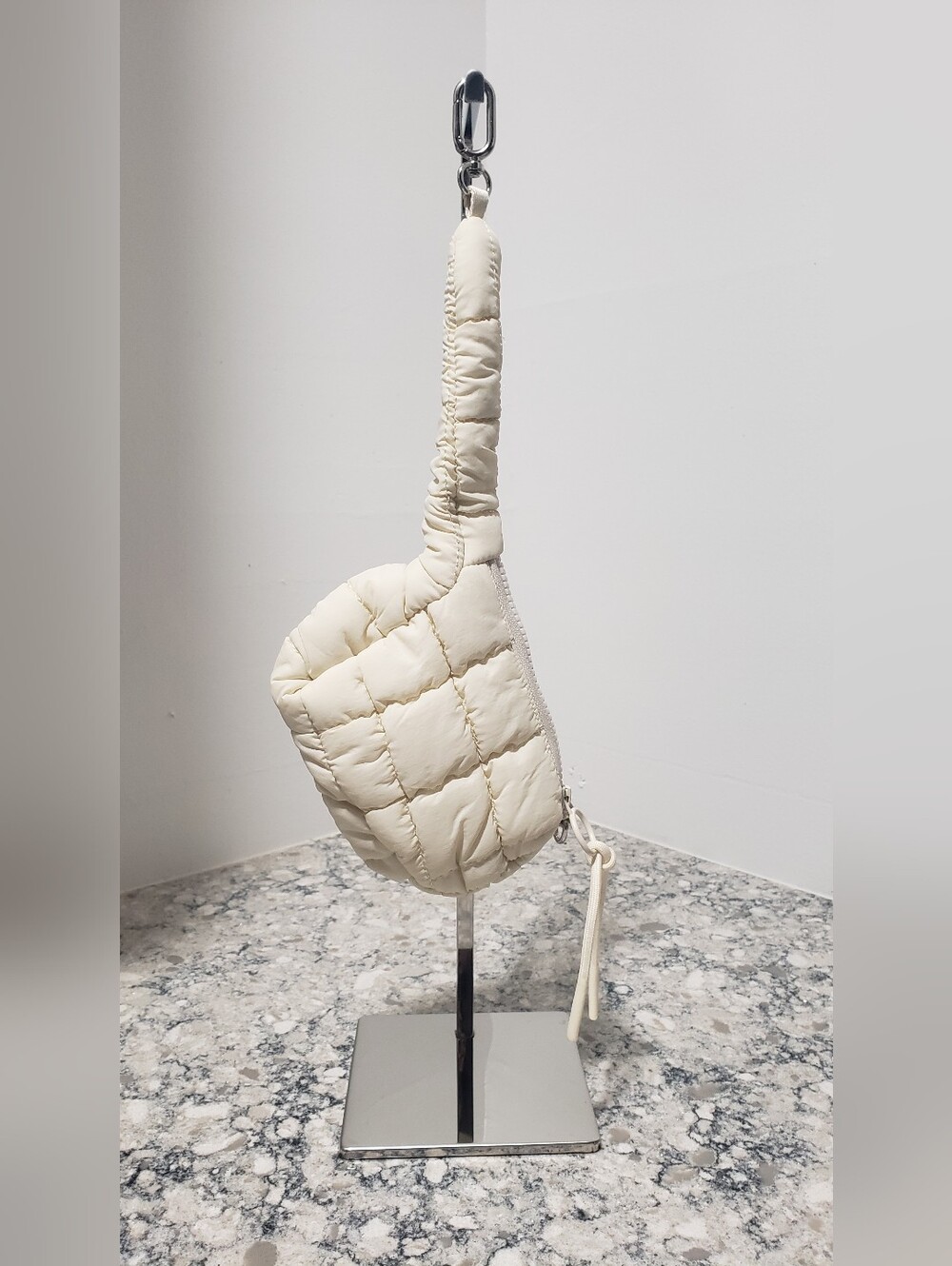 Mini Quilted Nylon Puffer Bag Charm Keychain